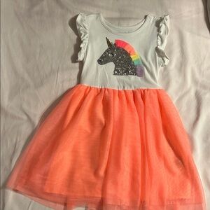 Cat & Jack Rainbow Unicorn Dress with Coral Skirt